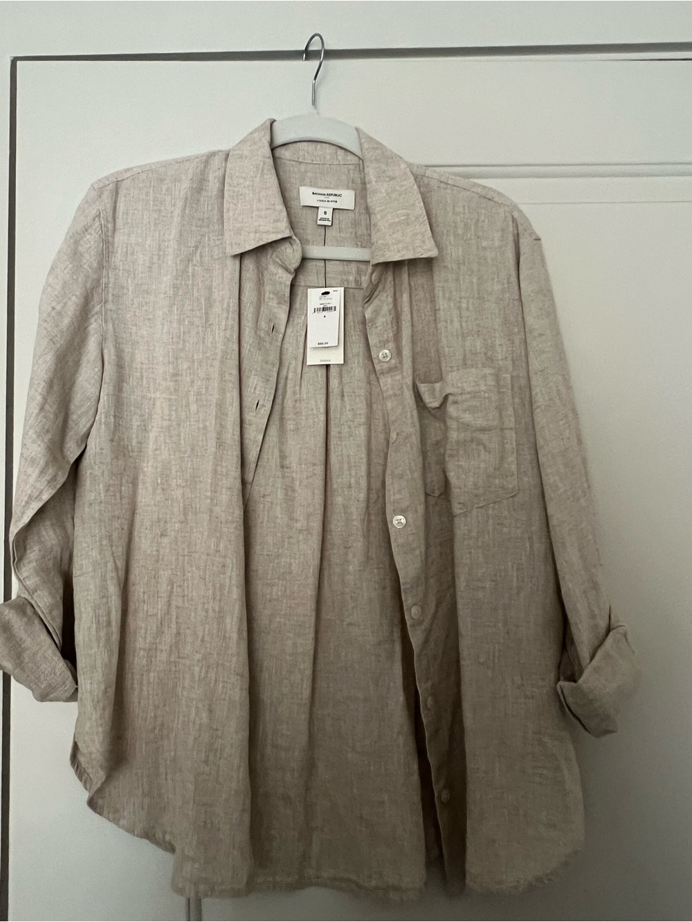 Banana Republic Beige Linen-Blend Button Front Shirt